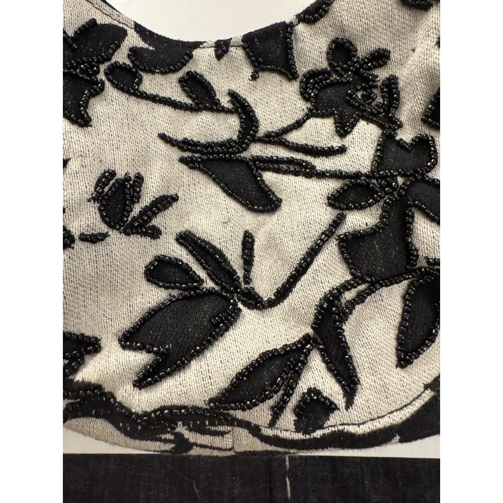 NWT A New Day Black & White Floral Beaded Crescent Shoulder Bag Purse HG4 - Picture 2 of 4